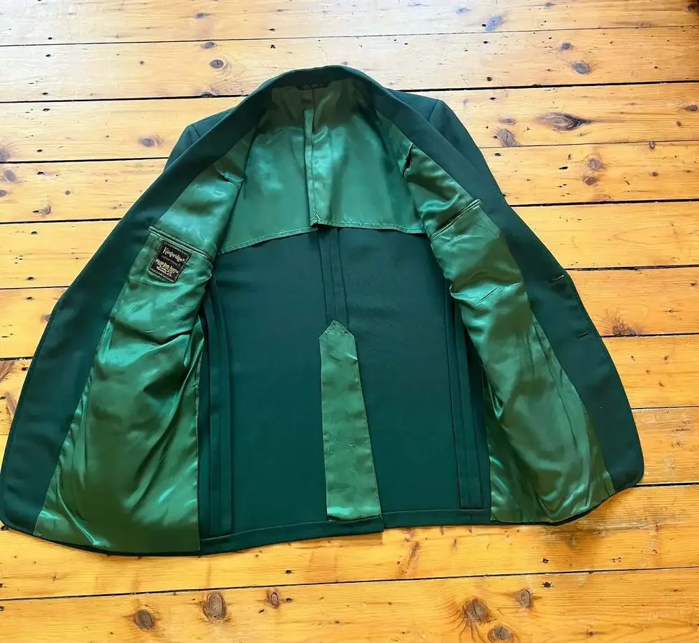 Kingsridge Miller Bros Forest Green Blazer Sport Coat Jacket Gold Buttons 40R